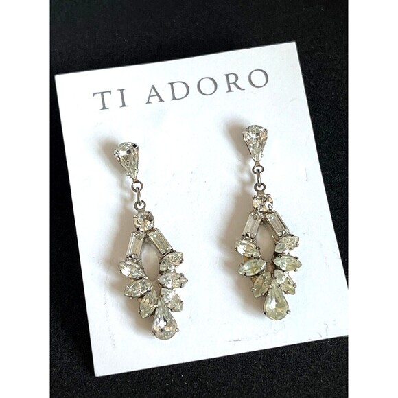 Ti Adoro Earrings Crystal Bridal Quinceanera Formal Prom Runway High End 6S - Picture 4 of 4